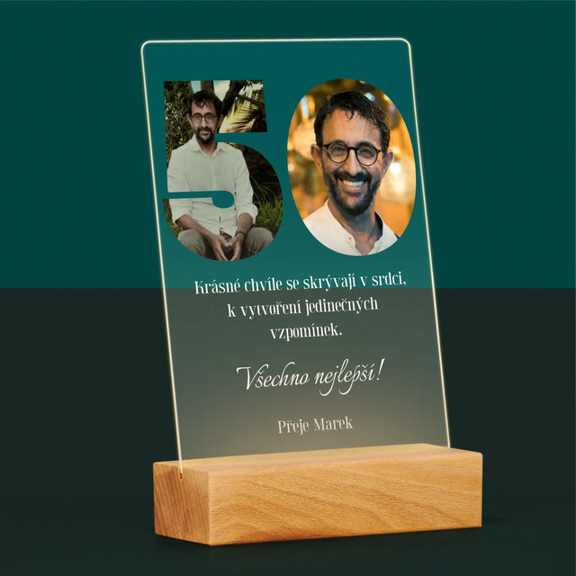 Slovo Z Fotek: 50. Narozeniny - Tisk Na Akrylovém Skle