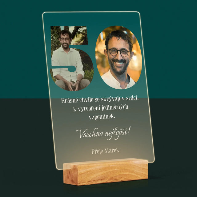 Slovo Z Fotek: 50. Narozeniny - Tisk Na Akrylovém Skle