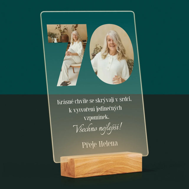 Slovo Z Fotek: 70. Narozeniny - Tisk Na Akrylovém Skle