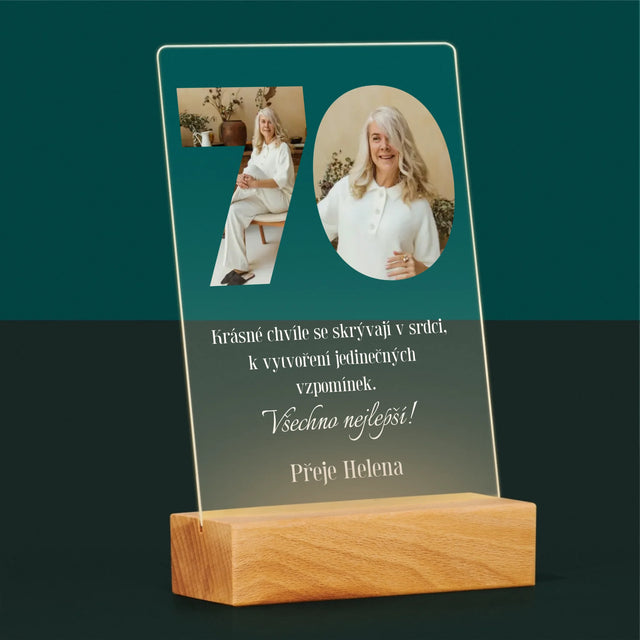 Slovo Z Fotek: 70. Narozeniny - Tisk Na Akrylovém Skle