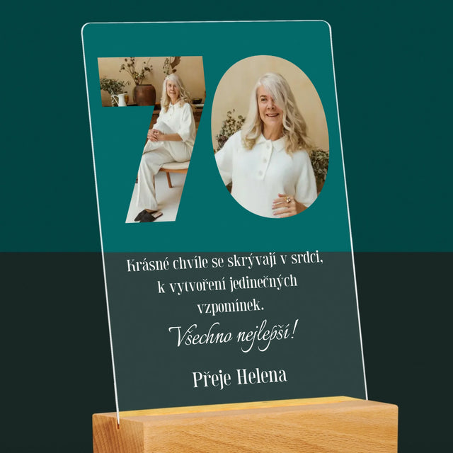 Slovo Z Fotek: 70. Narozeniny - Tisk Na Akrylovém Skle