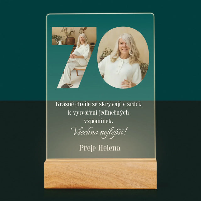 Slovo Z Fotek: 70. Narozeniny - Tisk Na Akrylovém Skle