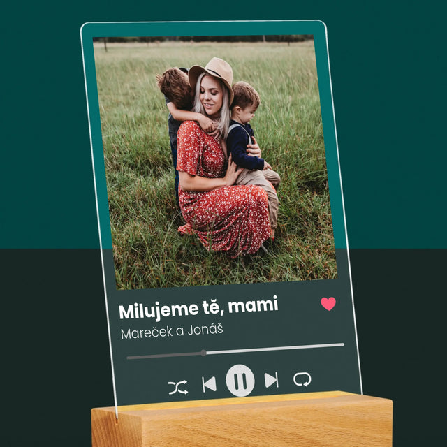 Fotka A Textem: Milujeme Tě, Mami - Tisk Na Akrylovém Skle