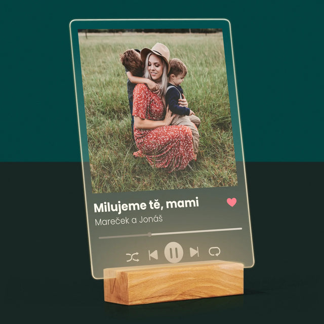 Fotka A Textem: Milujeme Tě, Mami - Tisk Na Akrylovém Skle