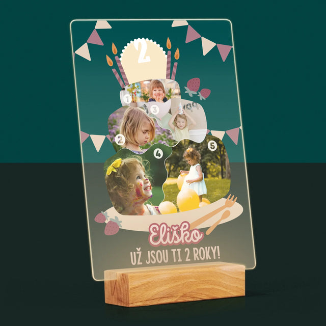 Tvar Z Fotek: Narozeninový Dort - Tisk Na Akrylovém Skle
