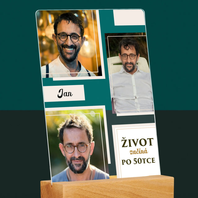 Fotokoláž: Život Začíná Po 50Tce - Tisk Na Akrylovém Skle