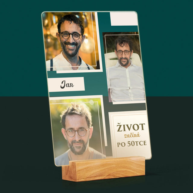 Fotokoláž: Život Začíná Po 50Tce - Tisk Na Akrylovém Skle