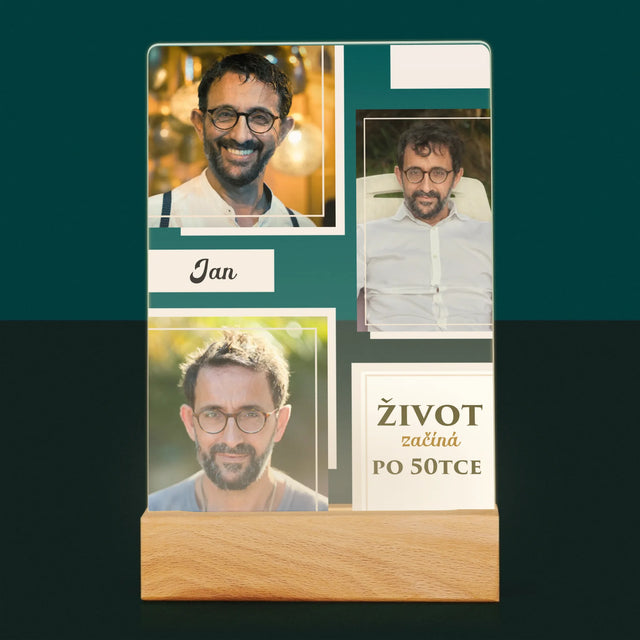Fotokoláž: Život Začíná Po 50Tce - Tisk Na Akrylovém Skle