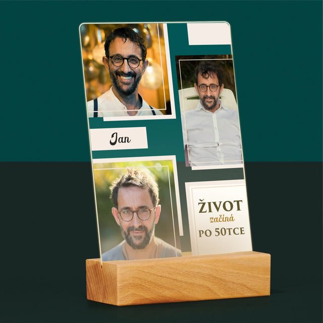 Fotokoláž: Život Začíná Po 50Tce - Tisk Na Akrylovém Skle