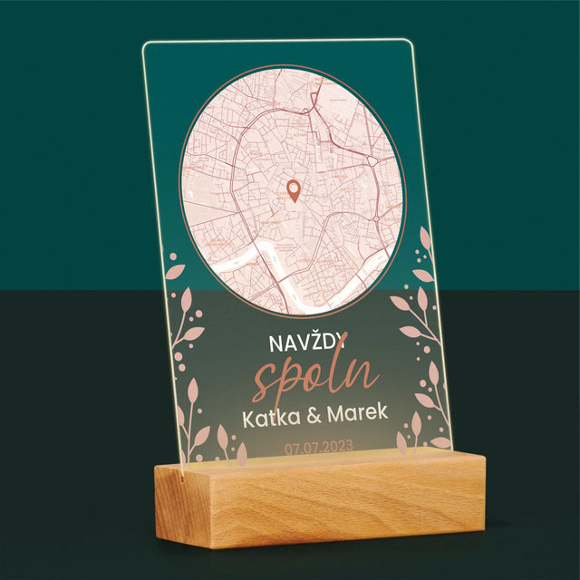 Mapa Města: Navždy Spolu - Mapa Města - Tisk Na Akrylovém Skle