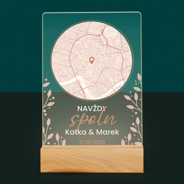 Mapa Města: Navždy Spolu - Mapa Města - Tisk Na Akrylovém Skle