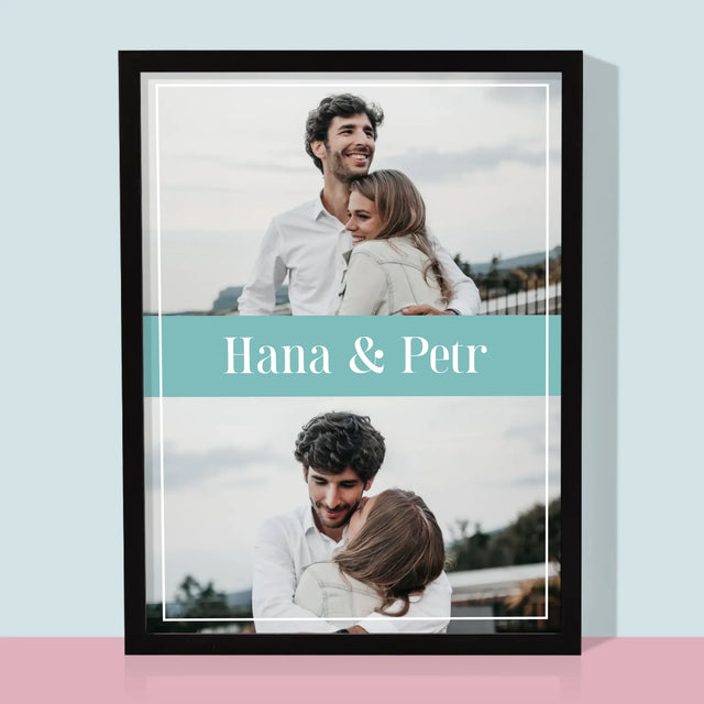 Fotokoláž: Pár Jména - Tisk V Rámečku