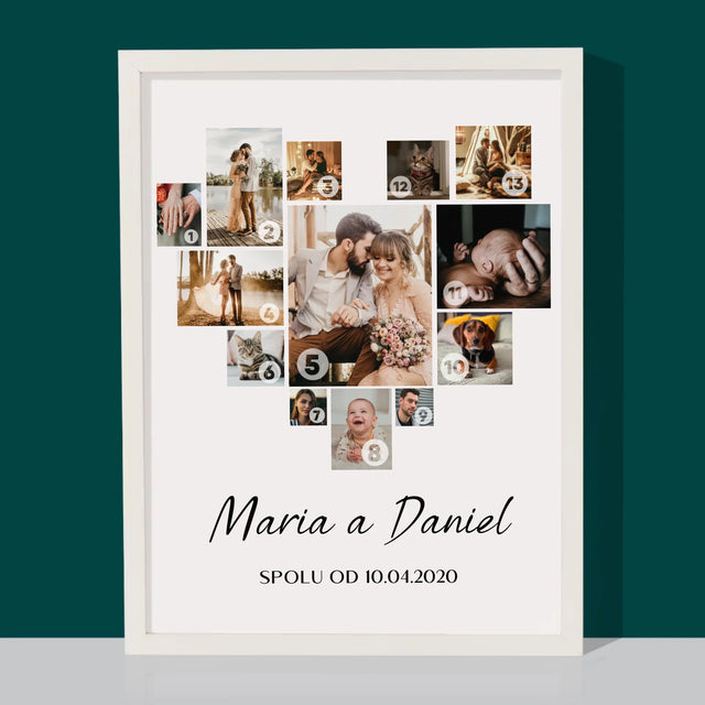 Fotokoláž: Srdce Koláž - Tisk V Rámečku