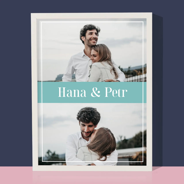 Fotokoláž: Pár Jména - Tisk V Rámečku