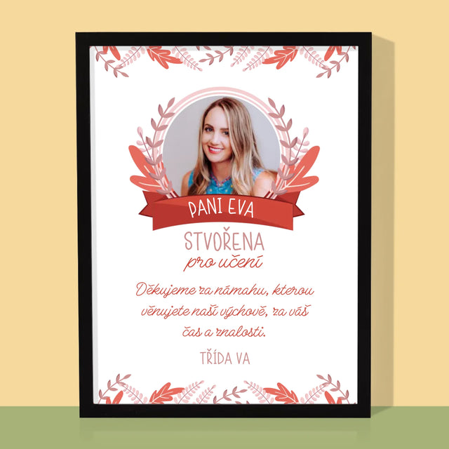 Fotka A Textem: Stvořena Pro Učení - Tisk V Rámečku
