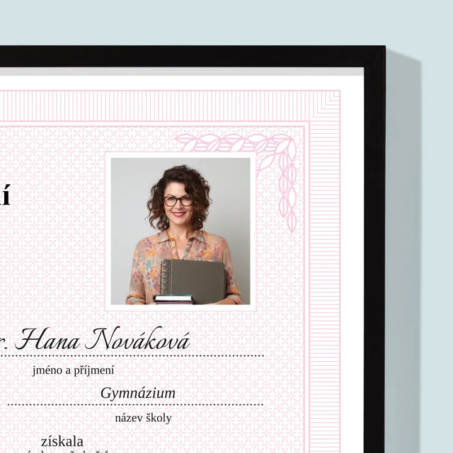 Fotka A Textem: Vysvědčení Nejlepšího Učitele - Tisk V Rámečku