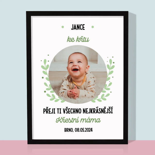 Fotka A Textem: Ke Křtu - Tisk V Rámečku