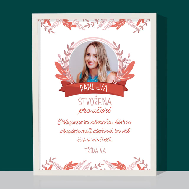 Fotka A Textem: Stvořena Pro Učení - Tisk V Rámečku