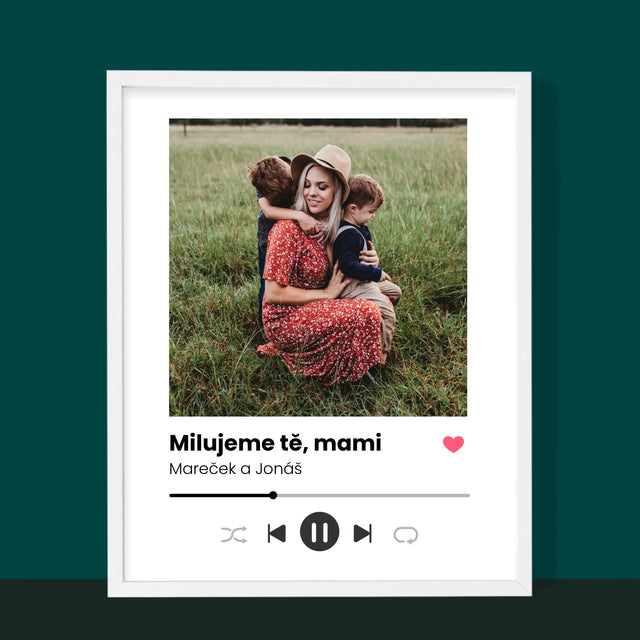 Fotka A Textem: Milujeme Tě, Mami - Tisk V Rámečku