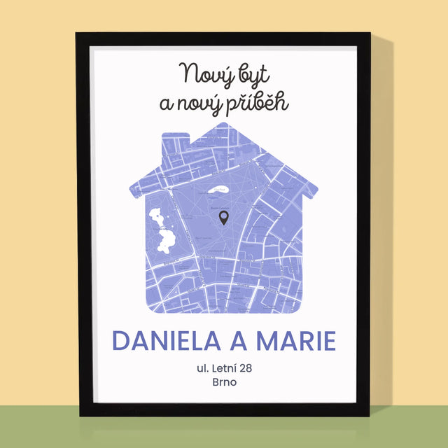 Mapa Města: Mapa Města: Nový Byt - Tisk V Rámečku