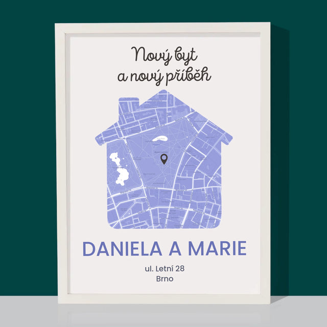 Mapa Města: Mapa Města: Nový Byt - Tisk V Rámečku