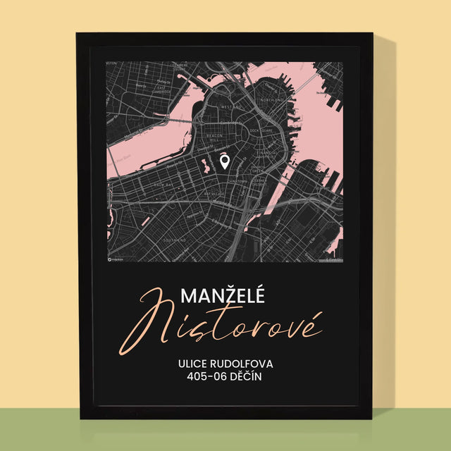 Mapa Města: Mapa Města: Stát - Tisk V Rámečku