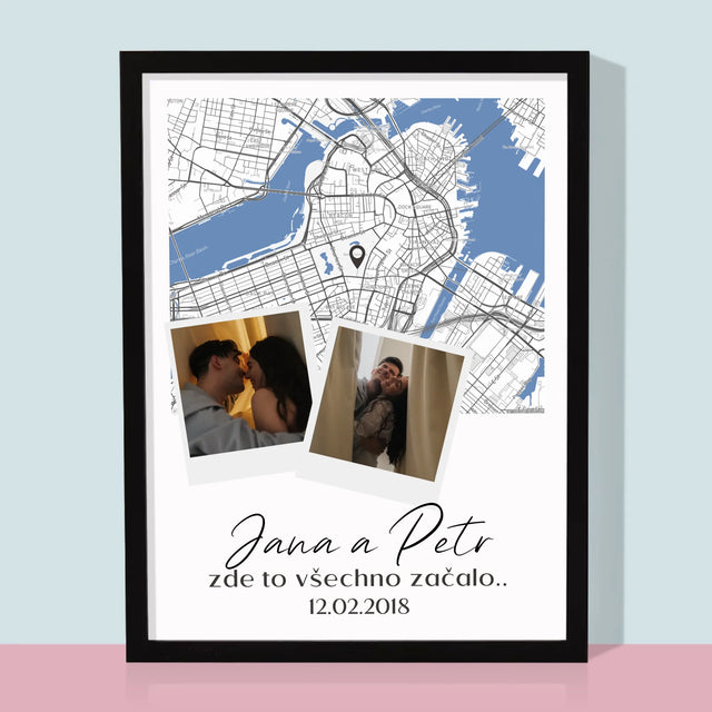 Mapa Města: Kde To Začalo - Mapa Města - Tisk V Rámečku