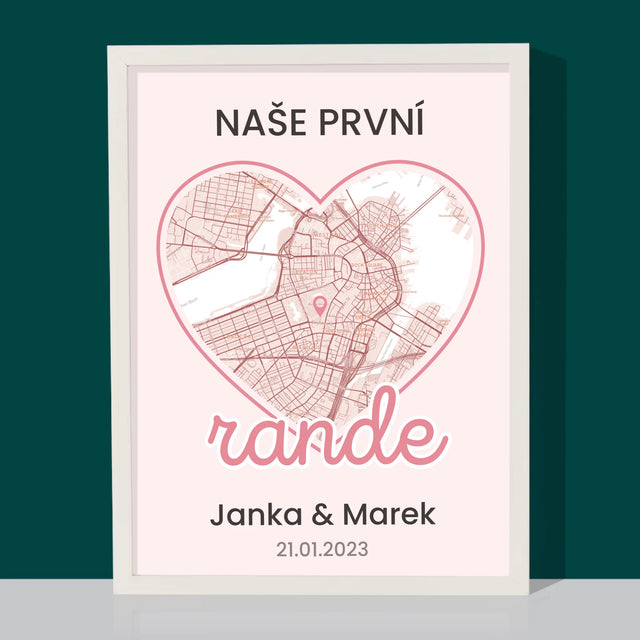 Mapa Města: Mapa Města: První Rande - Tisk V Rámečku