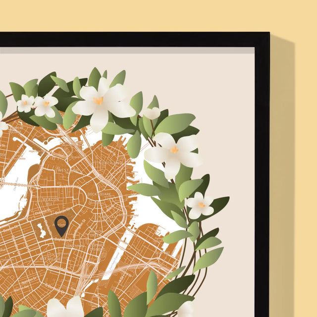 Mapa Města: Začátek Společné Cesty - Mapa Města - Tisk V Rámečku