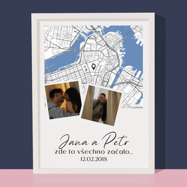 Mapa Města: Kde To Začalo - Mapa Města - Tisk V Rámečku