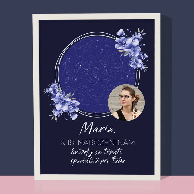 Hvězdná Mapa: Hvězdná Mapa: Hvězdy Se Třpytí - Tisk V Rámečku