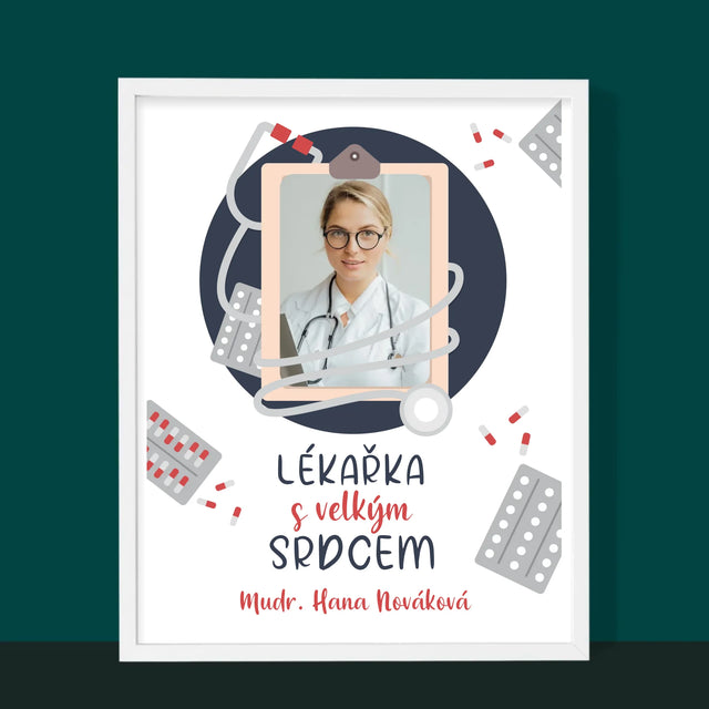 Fotka A Textem: Lékař S Velkým Srdcem - Tisk V Rámečku