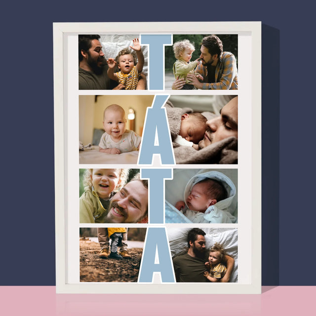 Fotokoláž: Nápis Táta - Tisk V Rámečku