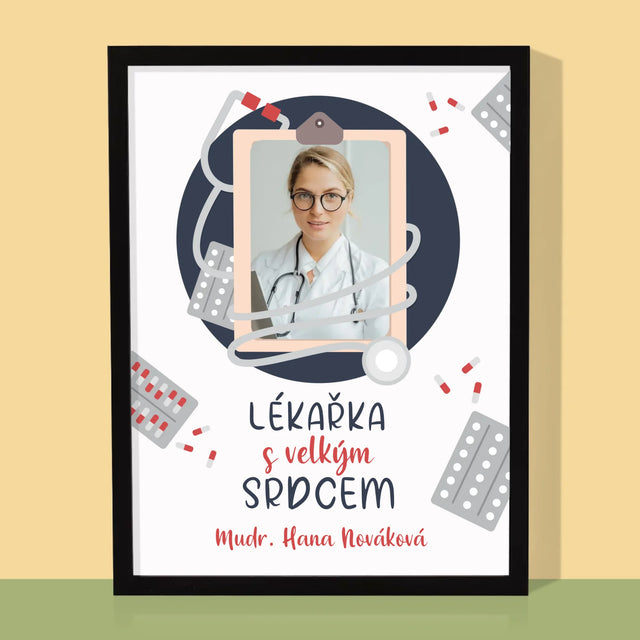 Fotka A Textem: Lékař S Velkým Srdcem - Tisk V Rámečku