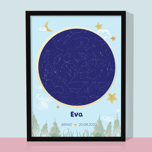 Hvězdná Mapa: Hvězdná Mapa: Pro Dítě - Tisk V Rámečku