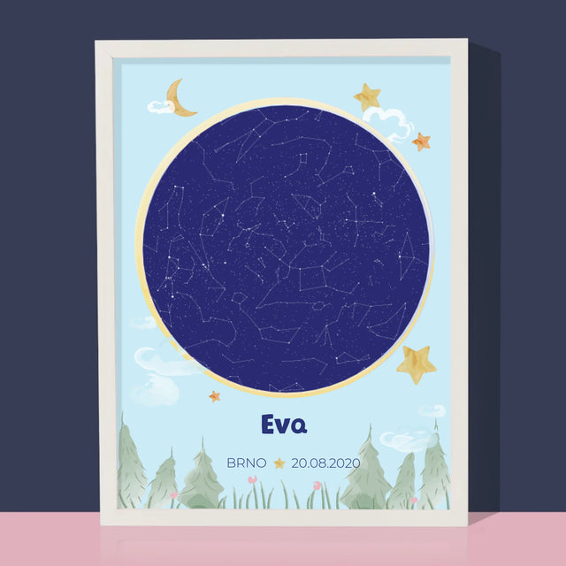 Hvězdná Mapa: Hvězdná Mapa: Pro Dítě - Tisk V Rámečku