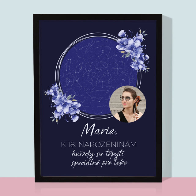 Hvězdná Mapa: Hvězdná Mapa: Hvězdy Se Třpytí - Tisk V Rámečku