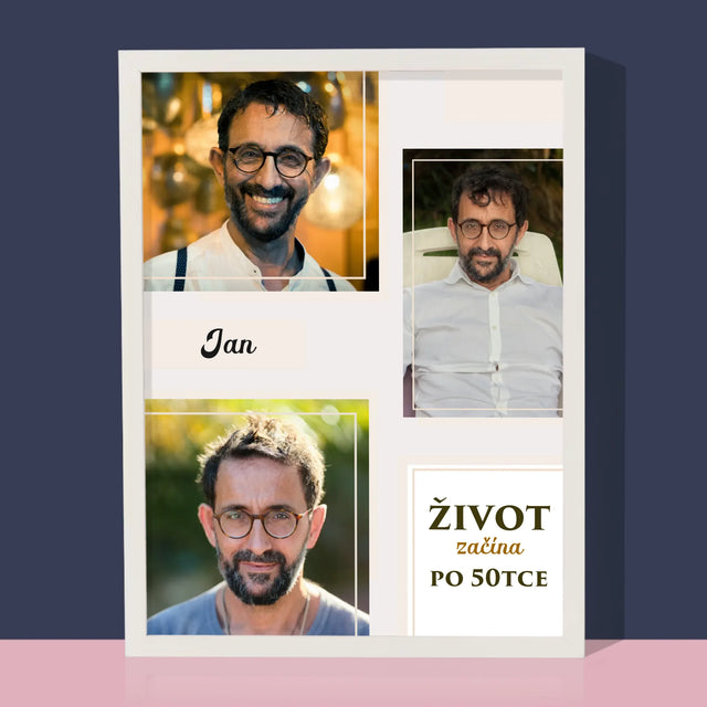 Fotokoláž: Život Začíná Po 50Tce - Tisk V Rámečku