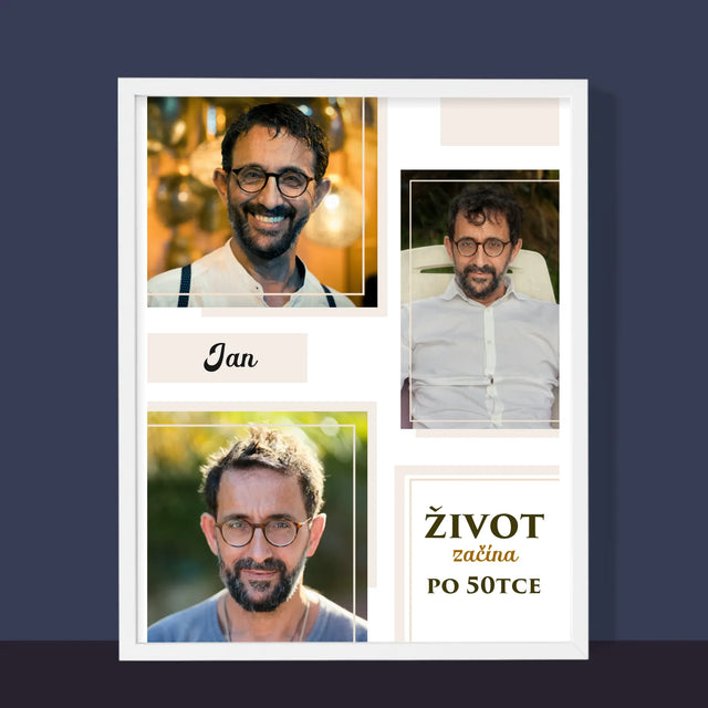 Fotokoláž: Život Začíná Po 50Tce - Tisk V Rámečku