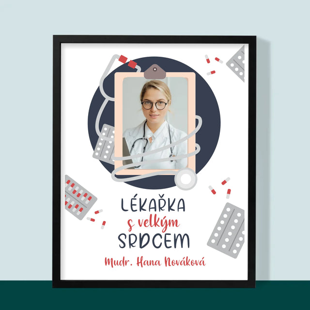 Fotka A Textem: Lékař S Velkým Srdcem - Tisk V Rámečku