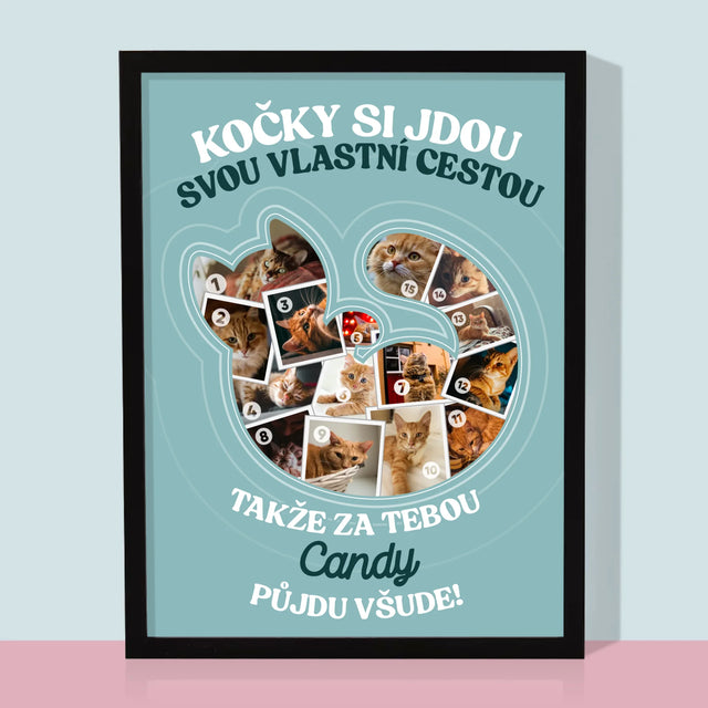 Tvar Z Fotek: Kočka - Tisk V Rámečku
