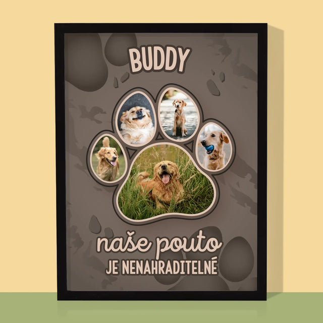 Tvar Z Fotek: Otisk Tlapky - Tisk V Rámečku