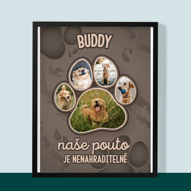 Tvar Z Fotek: Otisk Tlapky - Tisk V Rámečku