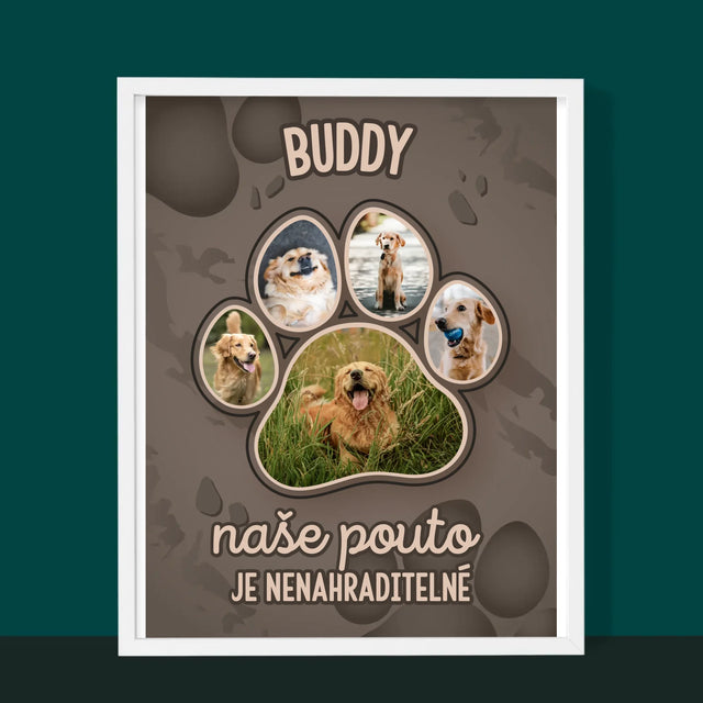 Tvar Z Fotek: Otisk Tlapky - Tisk V Rámečku