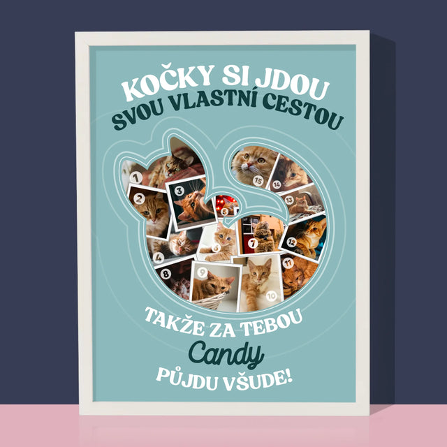 Tvar Z Fotek: Kočka - Tisk V Rámečku