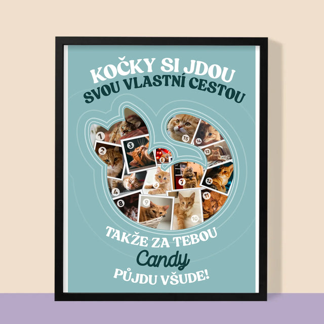 Tvar Z Fotek: Kočka - Tisk V Rámečku