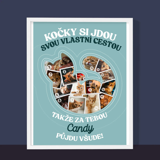 Tvar Z Fotek: Kočka - Tisk V Rámečku