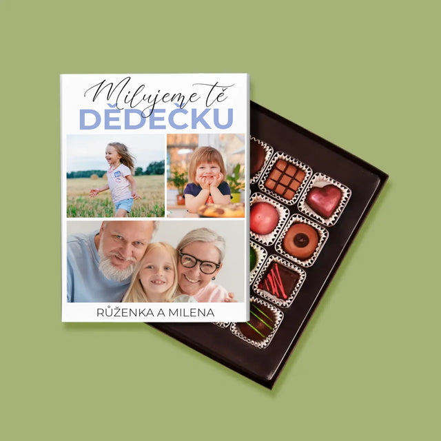 Fotokoláž: Milujeme Tě, Dědečku - Pralinky