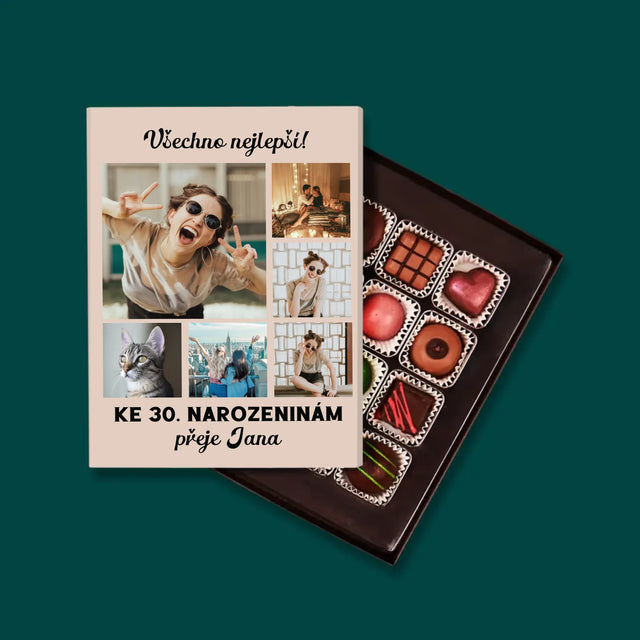 Fotokoláž: Narozeniny - Pralinky
