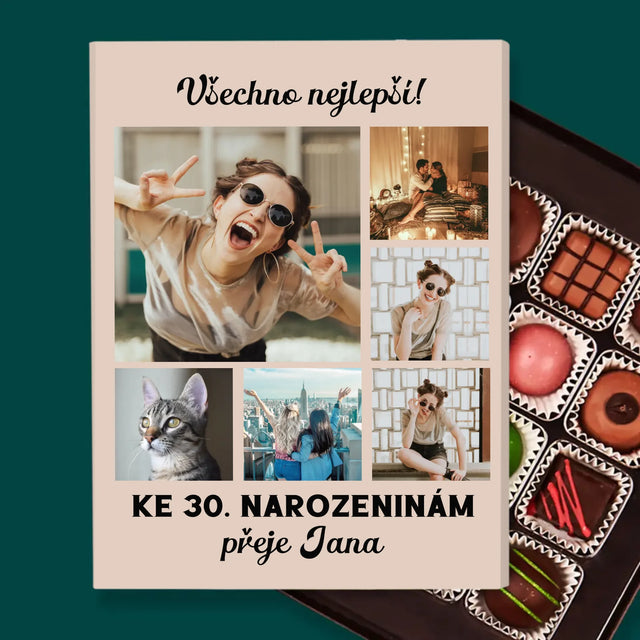 Fotokoláž: Narozeniny - Pralinky